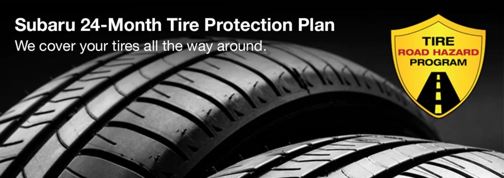 Subaru tire with 24-Month Tire Protection and road hazard program logo. | Hudson Subaru in Jersey City NJ